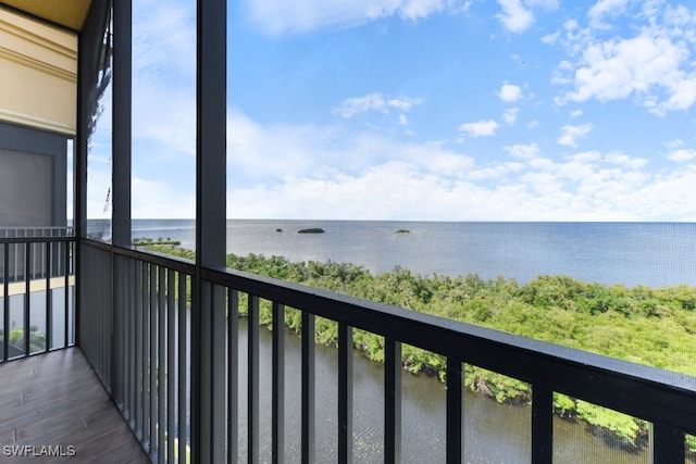 balcony with a water view