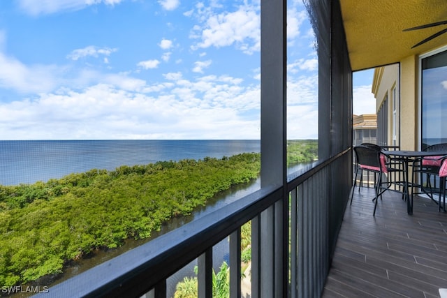 balcony with a water view