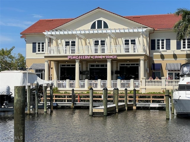 dock area featuring a water view