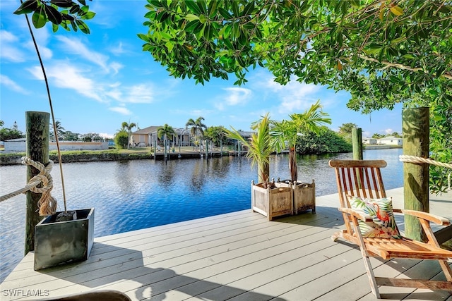 view of dock featuring a water view