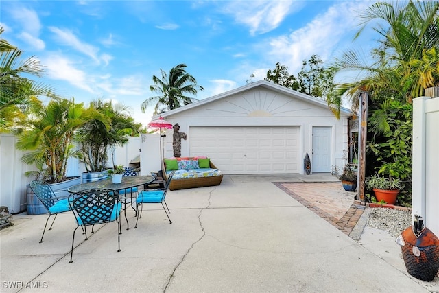 exterior space featuring a garage