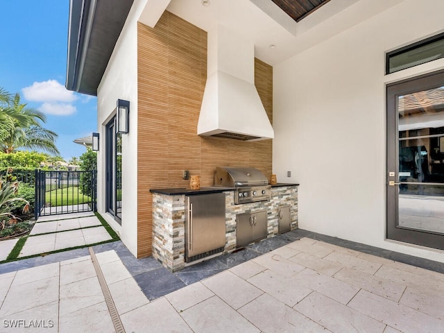 view of patio / terrace with an outdoor kitchen and area for grilling