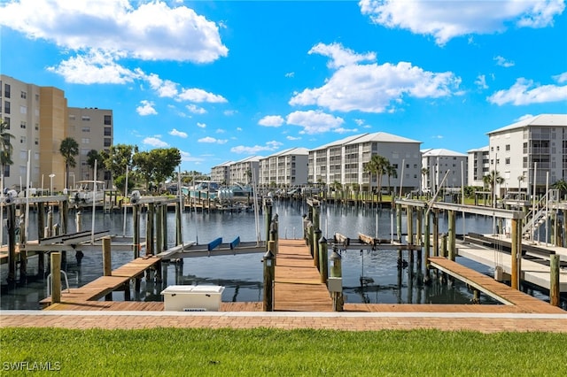 dock area featuring a water view