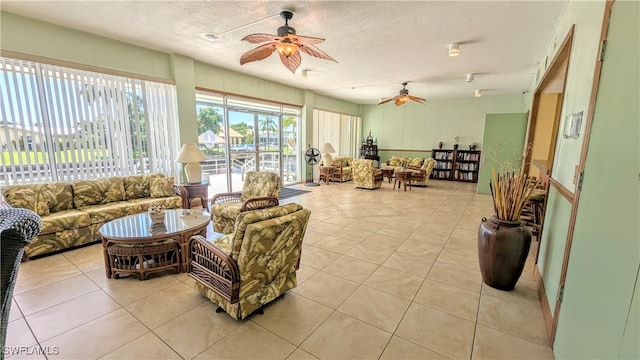 interior space with a ceiling fan