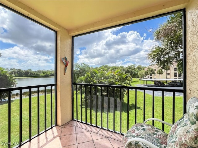 balcony with a water view