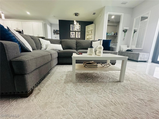 view of tiled living room