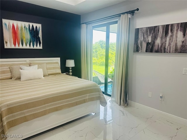 3713 25th St SW, Lehigh Acres, FL 33976 - bedroom featuring baseboards, access to outside, multiple windows, and marble finish floor