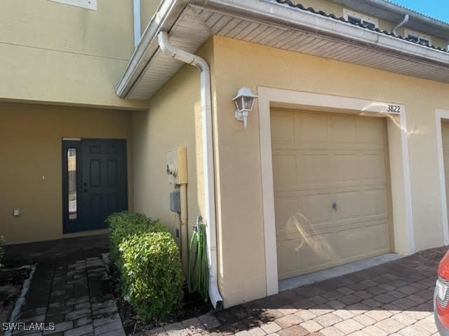 exterior space featuring a garage