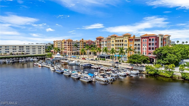 exterior space featuring a water view