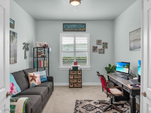 view of carpeted office space