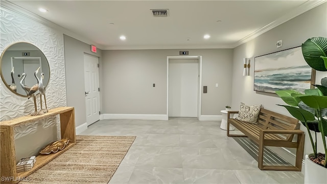 hallway with crown molding