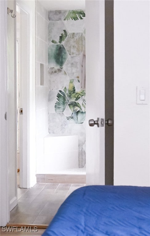 bedroom with tile patterned floors