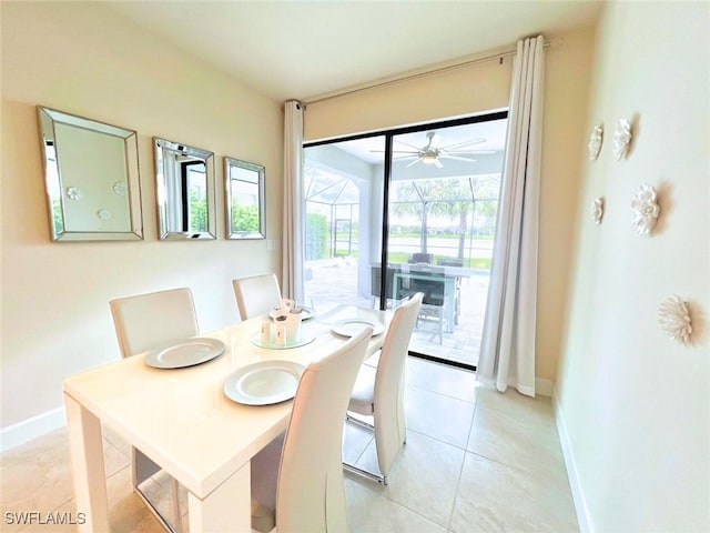 dining room with light tile patterned floors