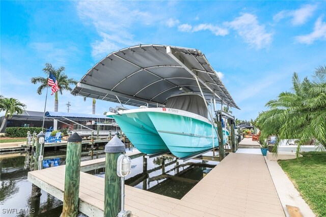 view of dock featuring a water view