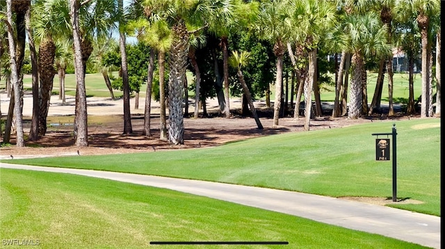 view of property's community with a lawn