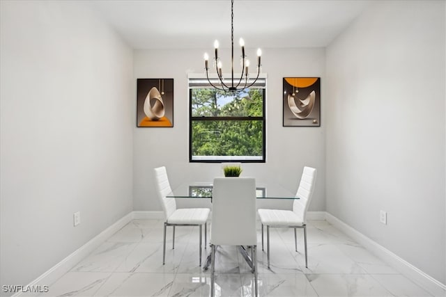 dining room featuring an inviting chandelier