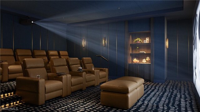 home theater room with carpet