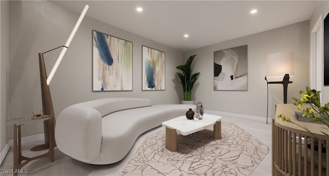 sitting room with light wood-type flooring