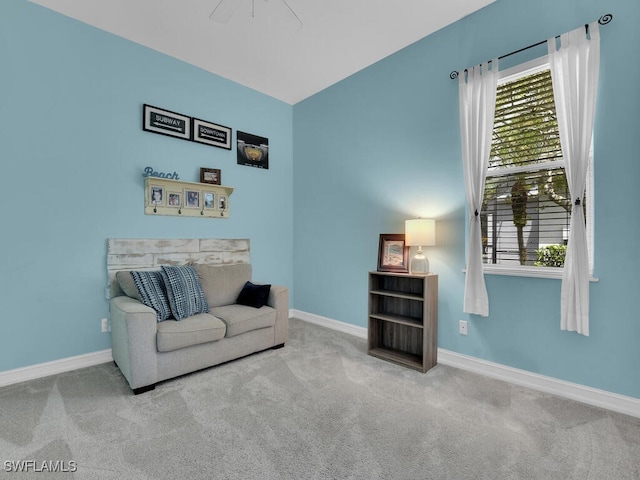 sitting room with light carpet