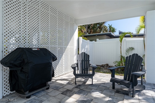 view of patio / terrace featuring a grill