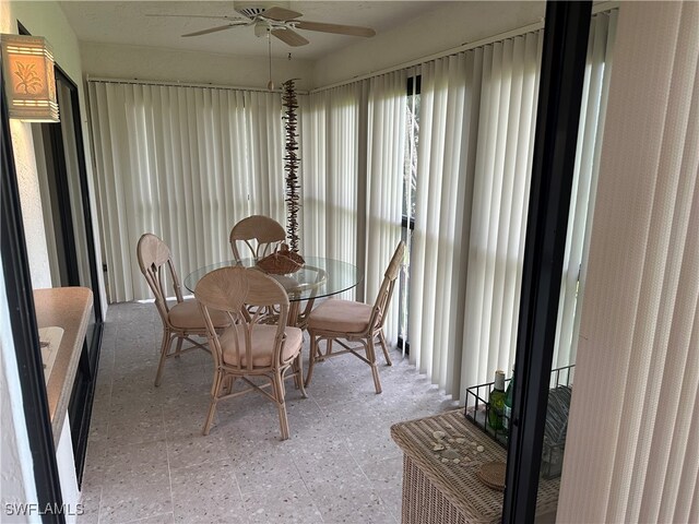 dining area with ceiling fan