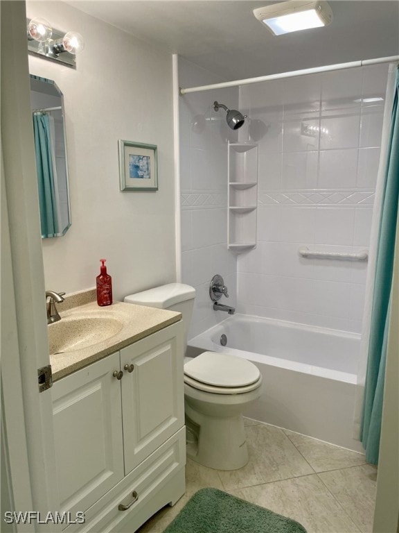 325 Charlemagne Blvd Unit B208, Naples, FL 34112 - bathroom with vanity, tile patterned floors, shower / tub combo with curtain, and toilet