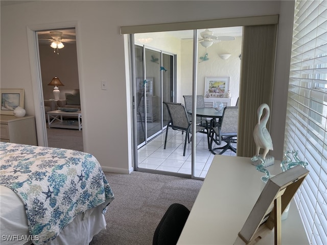 bedroom featuring light colored carpet