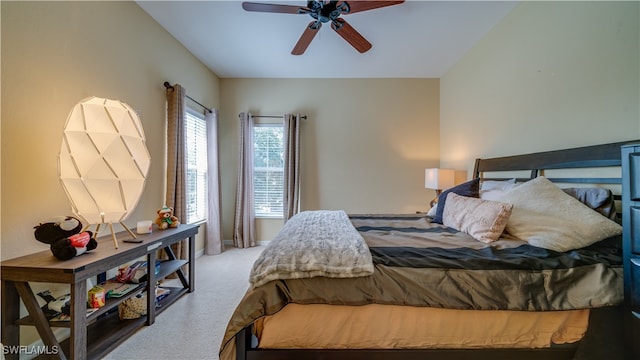 bedroom with carpet and ceiling fan