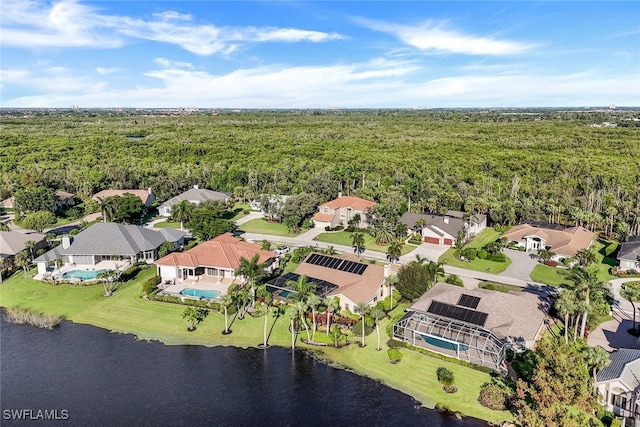 bird's eye view featuring a water view