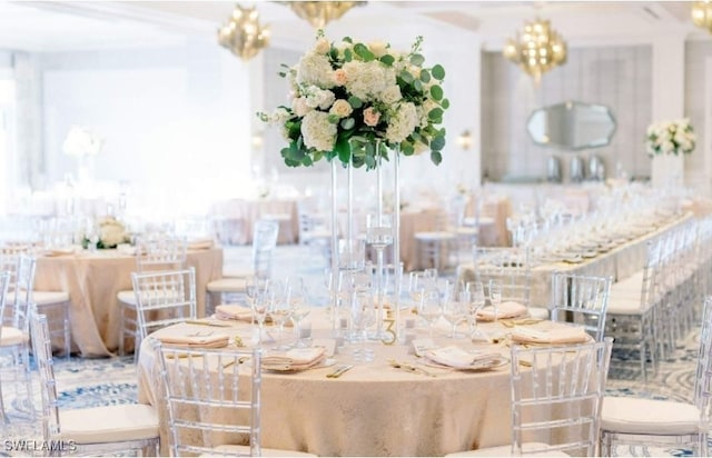 dining room featuring a notable chandelier