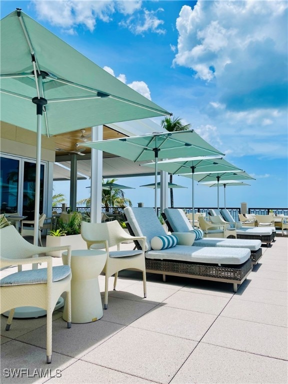 view of patio with ceiling fan