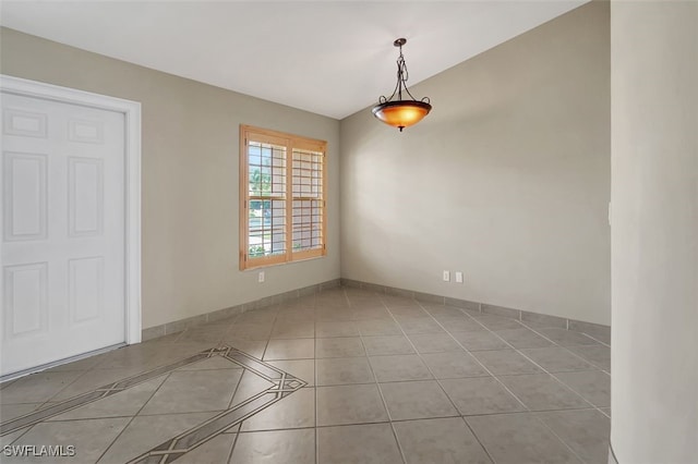 interior space featuring light tile patterned floors