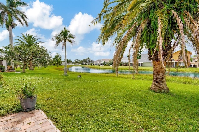 view of yard featuring a water view