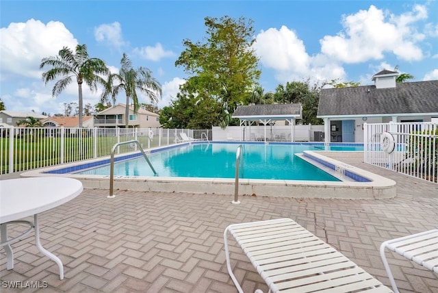 view of swimming pool with a patio area