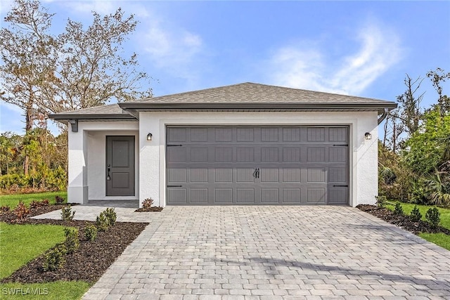 2739 NE 5th Ave, Cape Coral, FL 33909 - view of front facade featuring decorative driveway, stucco siding, and an attached garage