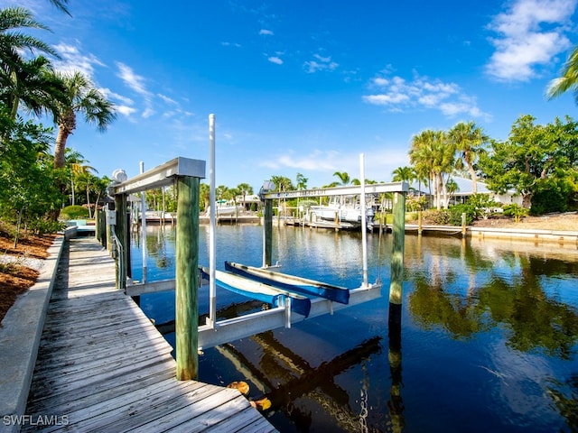 view of dock featuring a water view