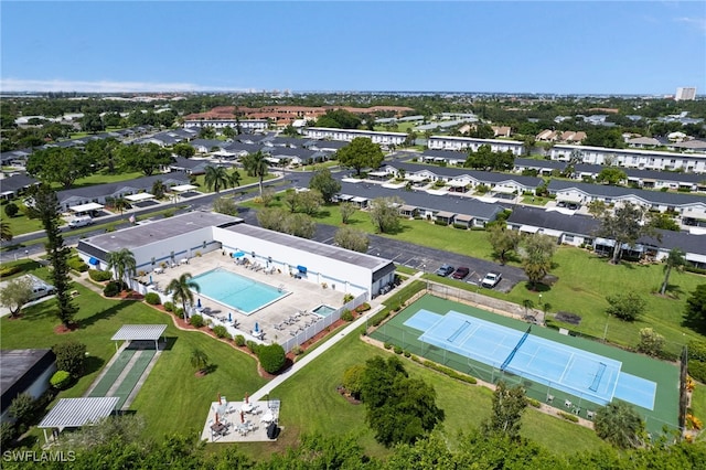 aerial view with a residential view