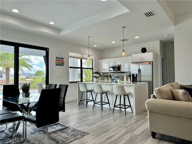 living room featuring light wood-type flooring