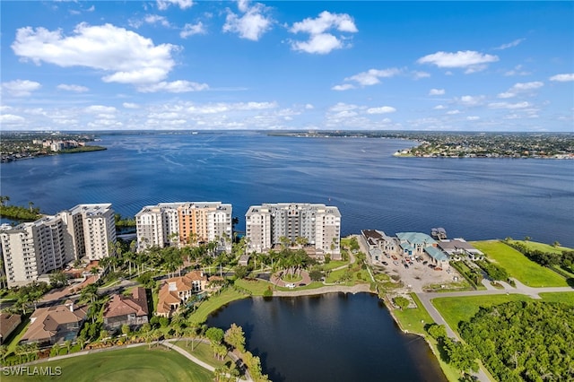 bird's eye view featuring a water view