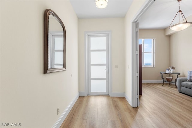 entryway with light wood-type flooring