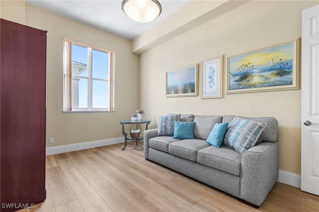 living area featuring light wood-type flooring