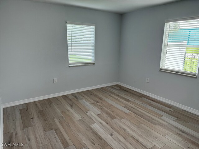 empty room with light wood-type flooring and a wealth of natural light