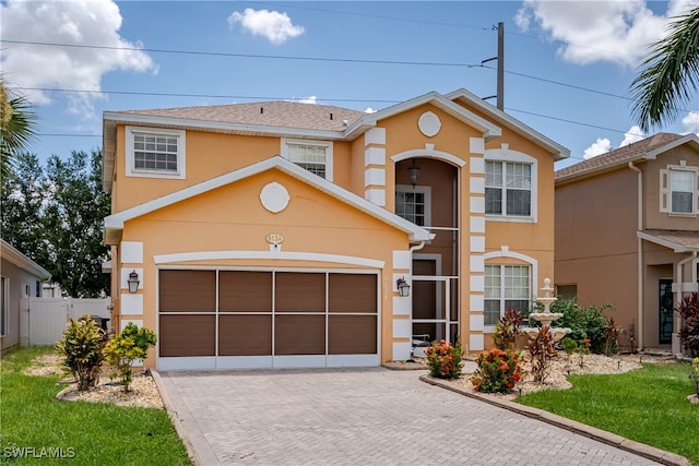 view of front property with a garage