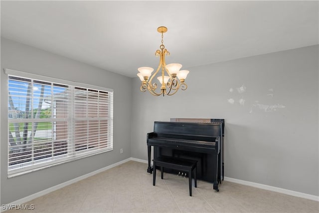 sitting room featuring a notable chandelier