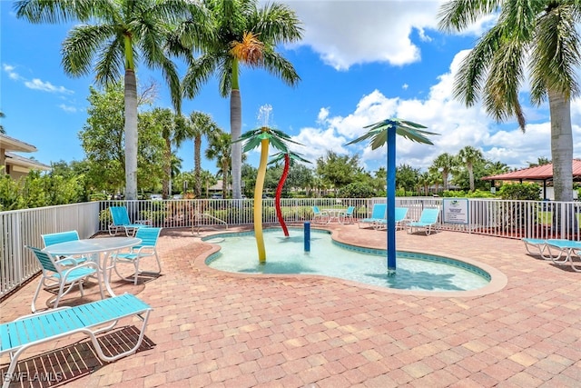 view of swimming pool featuring a patio