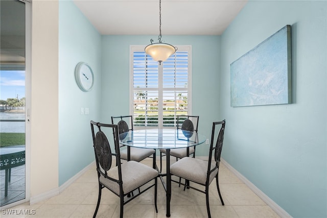 view of tiled dining space