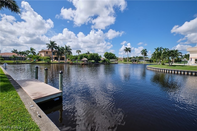 dock area featuring a water view