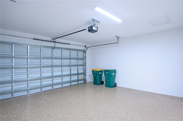 garage with a garage door opener