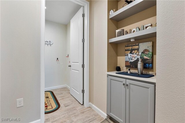 interior space with light hardwood / wood-style floors