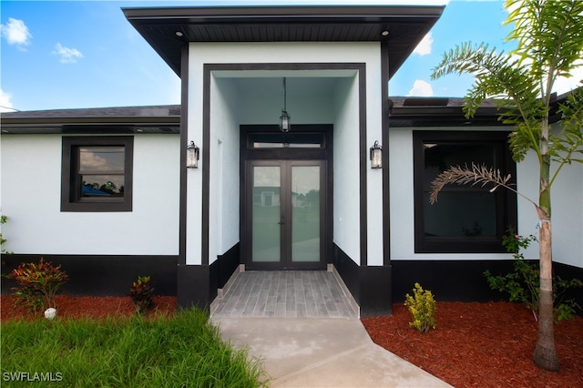 property entrance with french doors